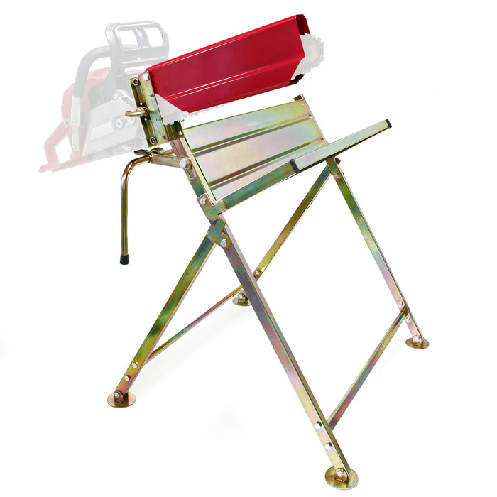 Cavalletto taglialegna per motosega pieghevole con guida copribarra