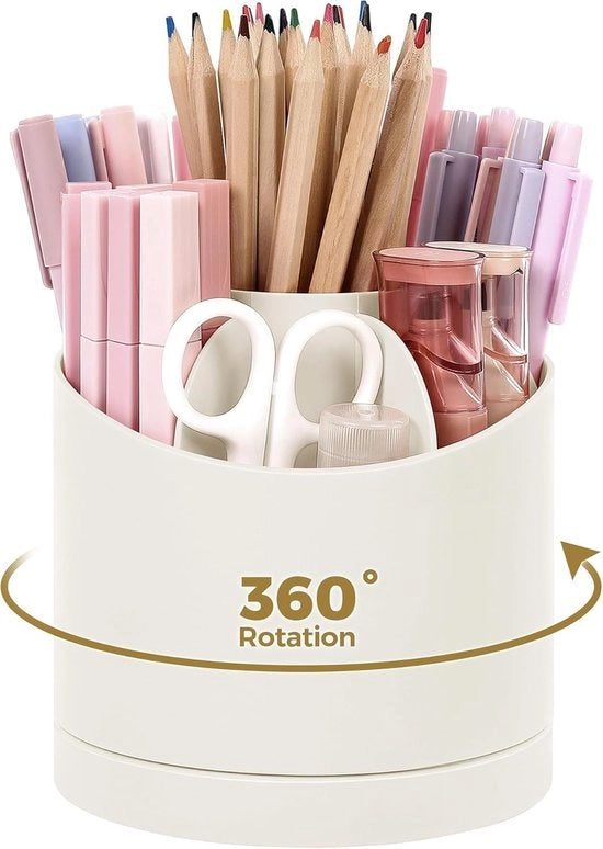 Organizzatore da ufficio, penna con giro 360 gradi, penne tenuti in contenitori, penne per ufficio, scuola e casa (bianco)