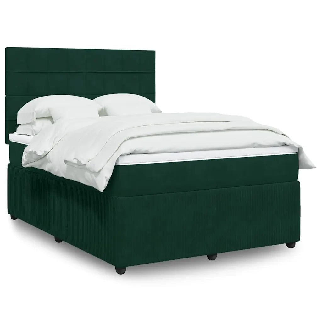 Giroletto a Molle con Materasso Verde Scuro 160x200 cm Velluto