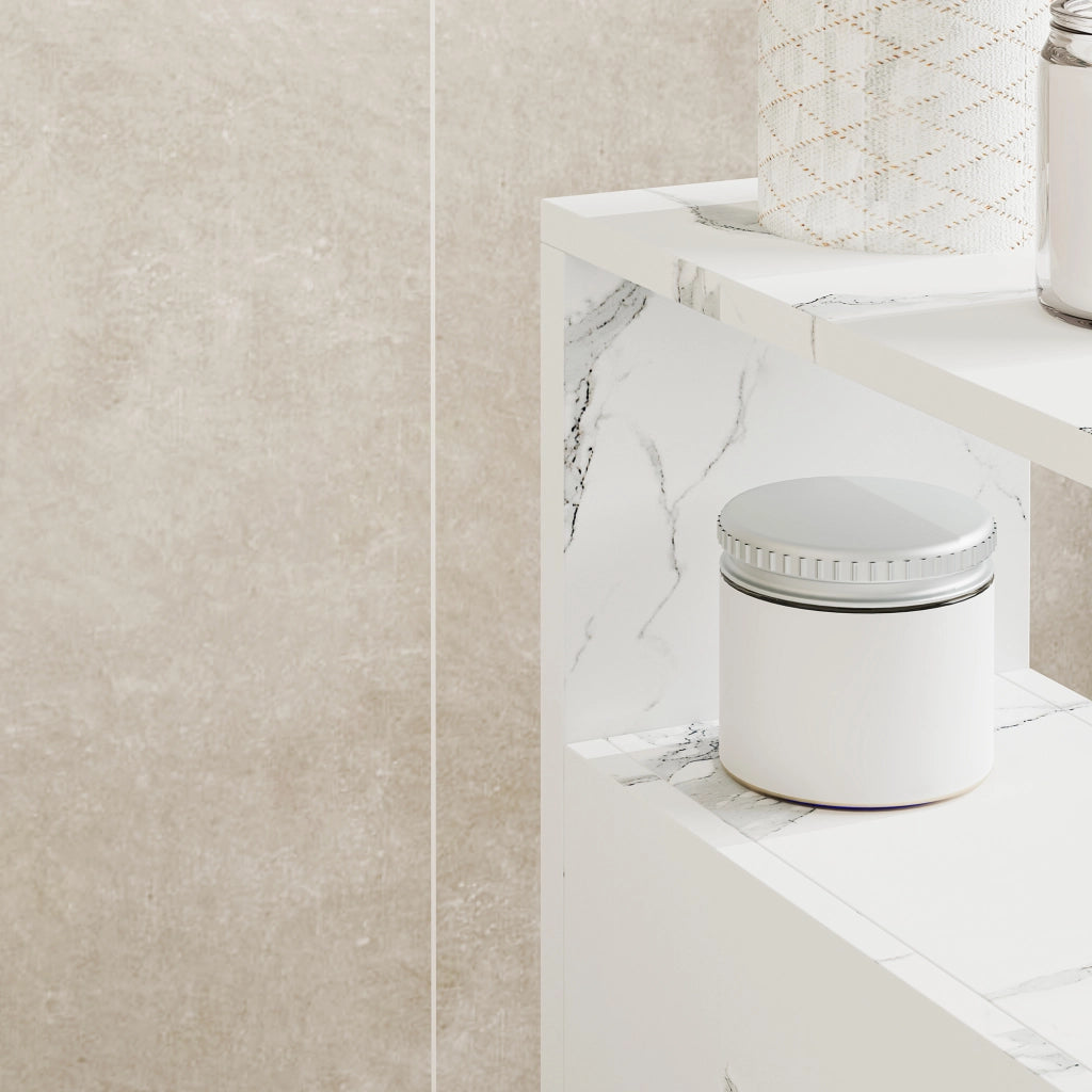 Mobile da Bagno Broreynna a Rotelle con 2 Cassetti 66 x 15 x 33 cm - Effetto Marmo Bianco [en.casa]