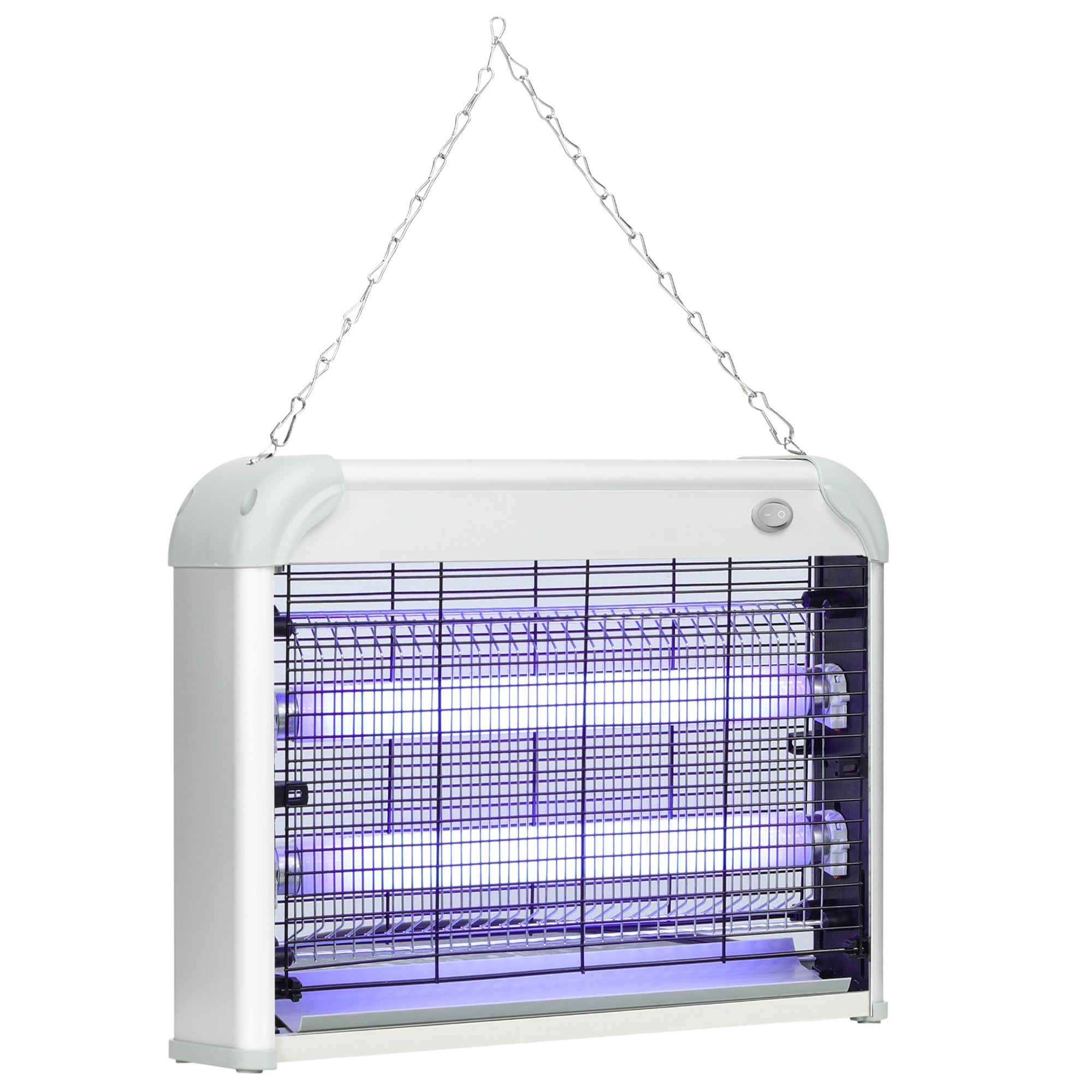 Zanzariera Elettrica 2 Lampade 20W in ABS e Metallo Bianca