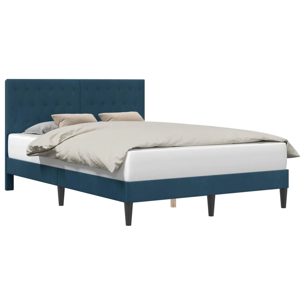 Struttura del letto con testiera Blu 160 x 200 cm Velluto