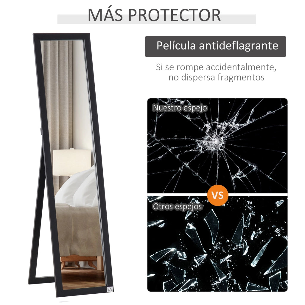 Specchio a Parete Moderno per Corridoio e Camera da Letto ¨C zephmum ¨C Nero 37x37x154 cm