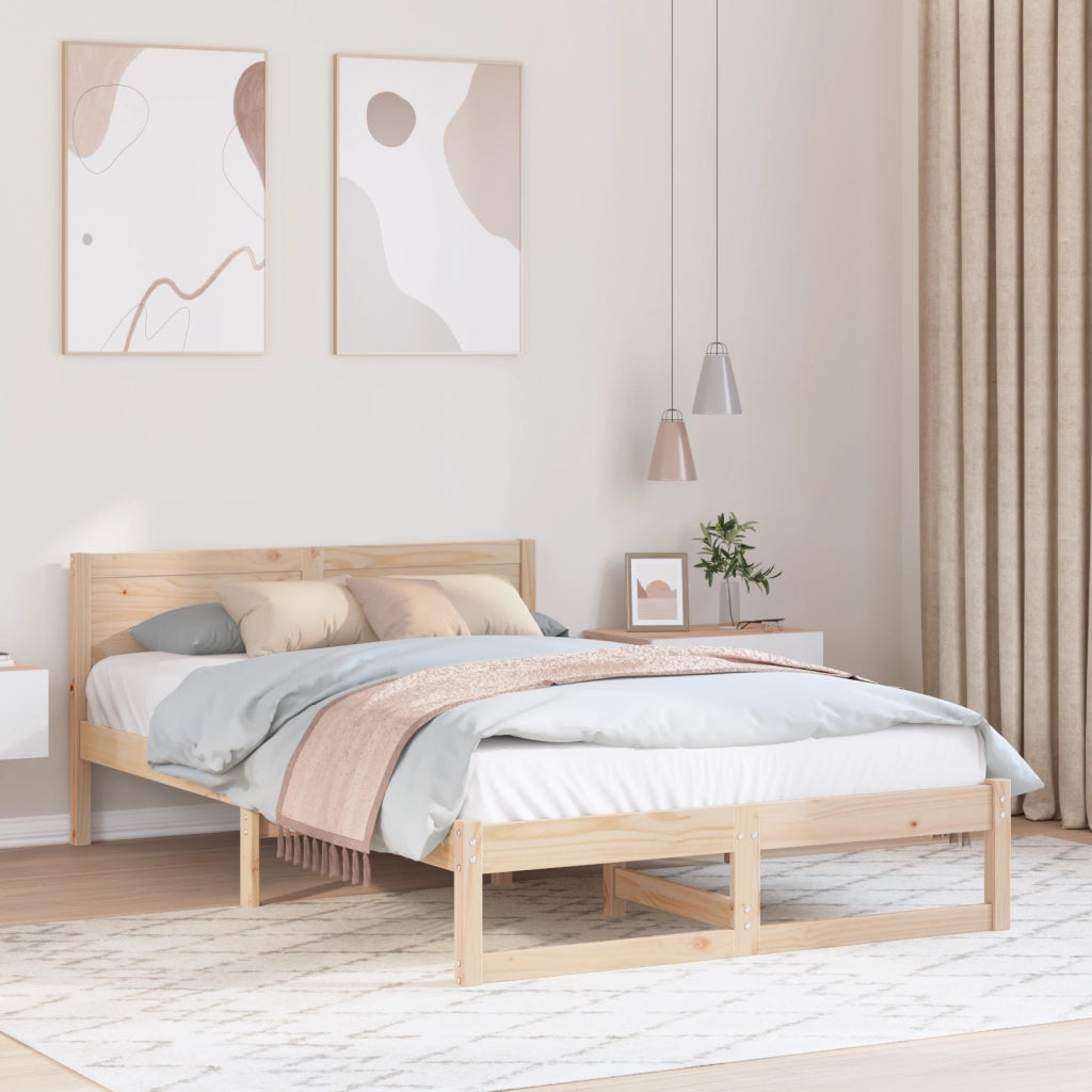 Letto Naturale Legno massello di pino 140 x 190 cm Letto