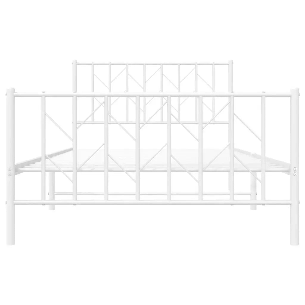 Giroletto con Testiera e Pediera Metallo Bianco 107x203 cm 374500