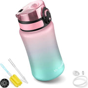Bottiglia per bambini, senza lattosio - con beccuccio o filtro - 350ml, 500ml - bottiglia di plastica leggera Tritan per acqua - BPA libero - per la scuola dell'infanzia, scuola (rosa-turchese 350ml)