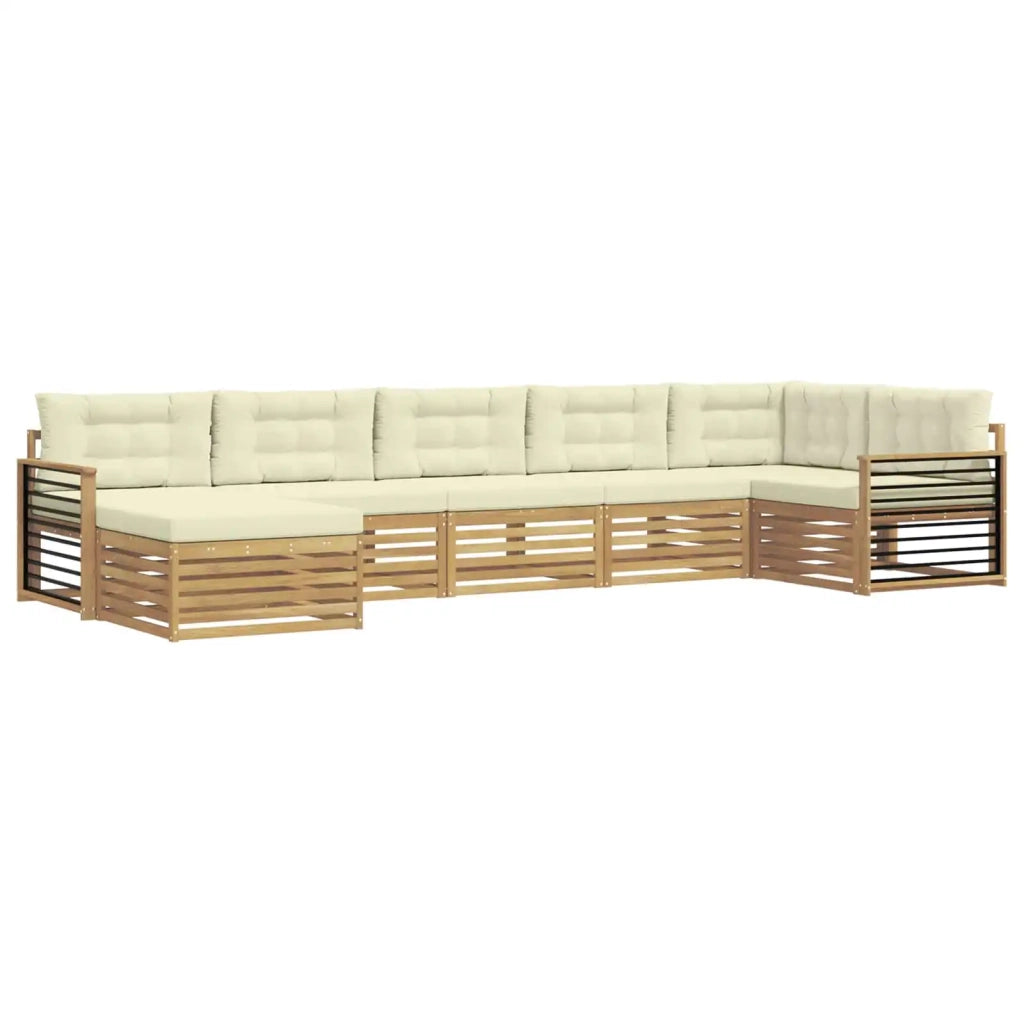 Set di divani da esterno con cuscino 7 pcs Bianco e Crema