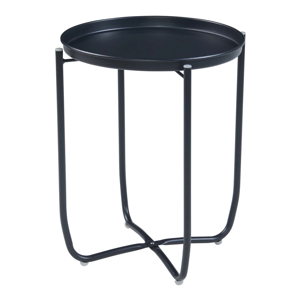 Tavolino da caffè con consolle laterale e piano in acciaio rimovibile 53 x 40 cm nero 03_0010762