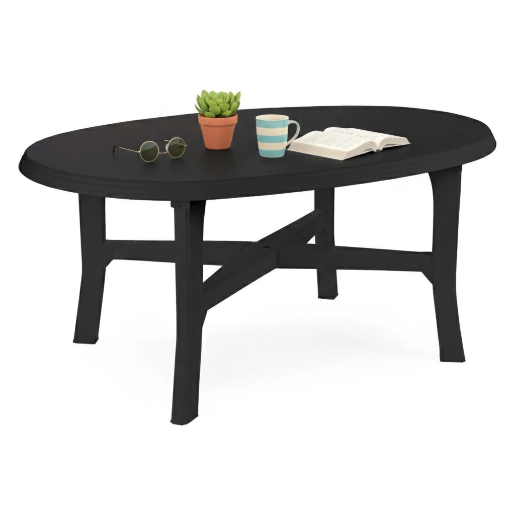 Simmsville, Tavolo da Esterno 6 Posti Made in Italy, 165x110x72h cm Nero Antracite