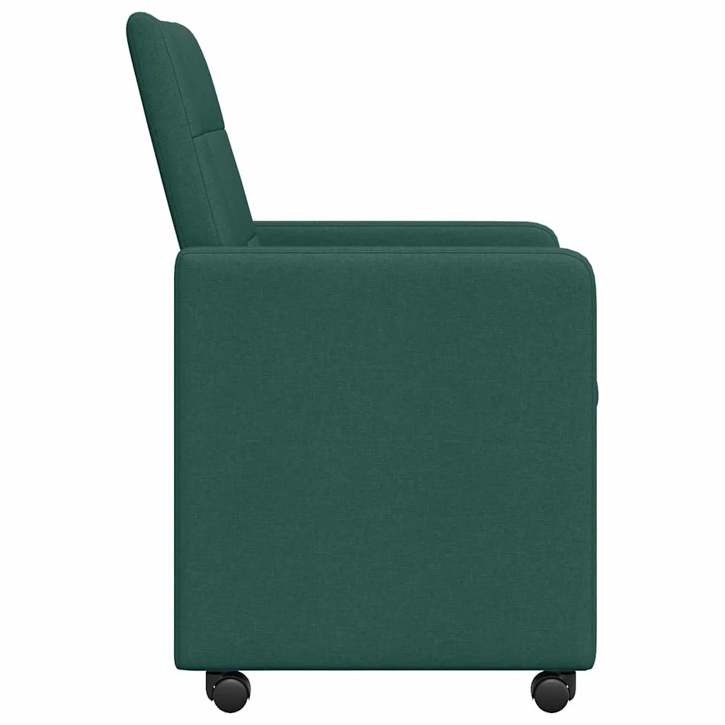 Sedie da Pranzo con Ruote 2 pz | Sedie da cucina Verde scuro 58 x 65 x 94 cm