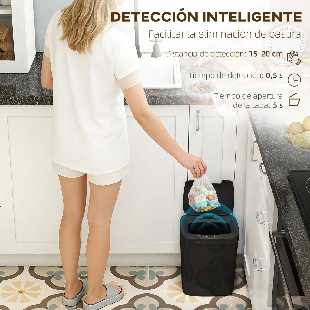 Cestino per Rifiuti Automatico 15 Litri con Sensore ¨C zephmum ¨C Nero