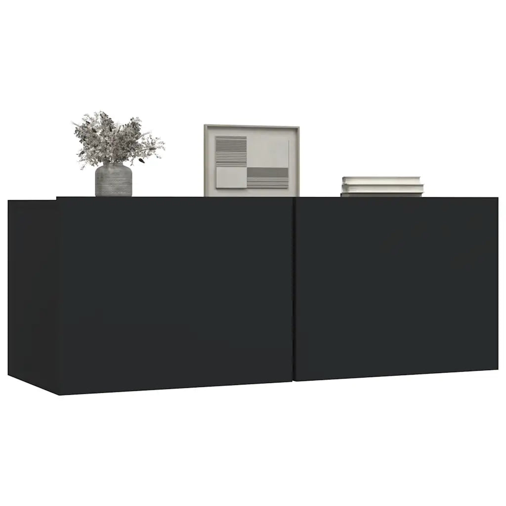 Mobili Porta TV 2 pz Neri 80x30x30 cm in Legno Multistrato 804536