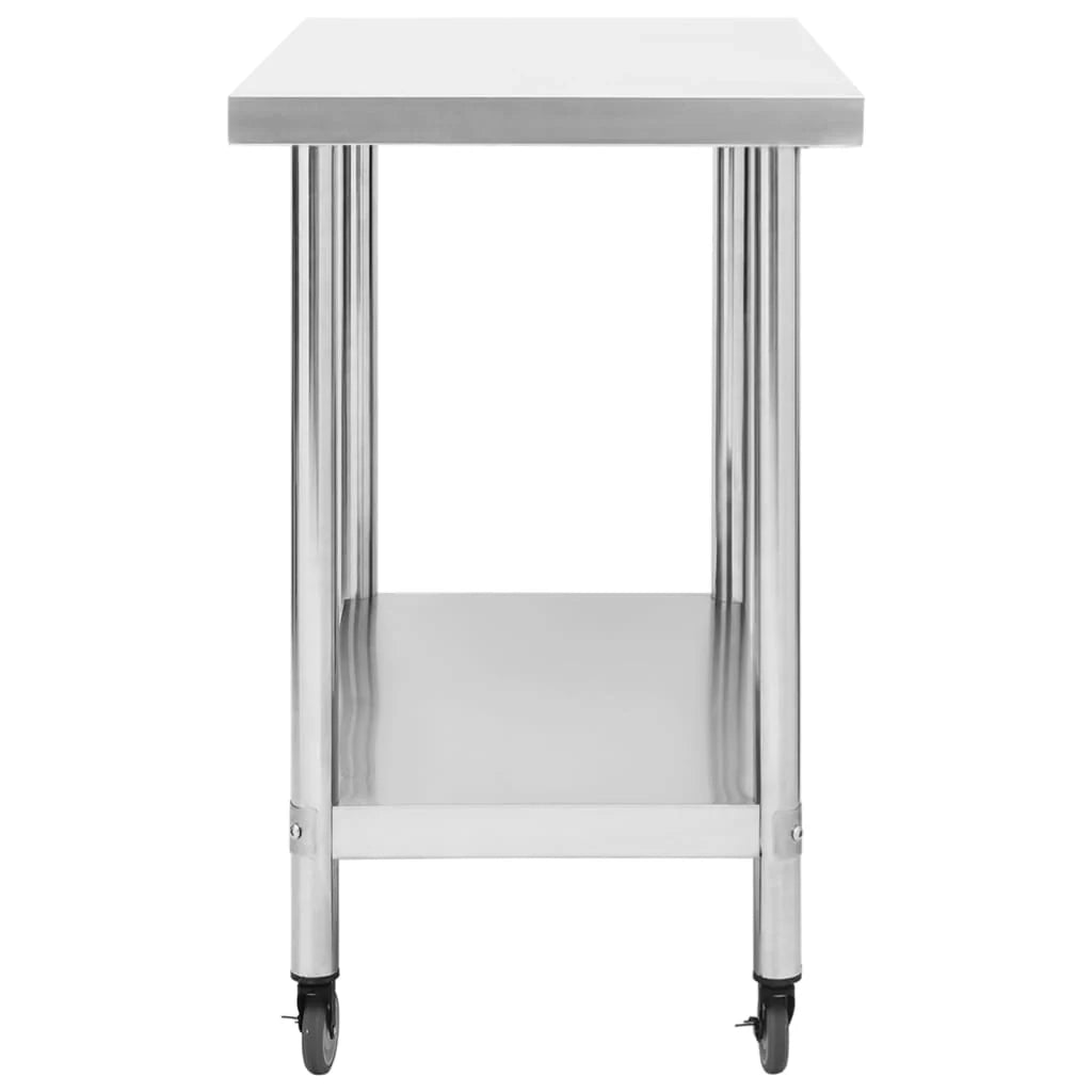Tavolo da lavoro da cucina con ruote 100 x 30 x 85 cm acciaio inox 02_0001910