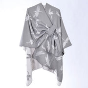 Nuovo scialle jacquard versatile con motivo a libellula per donna, stile etnico autunnale, morbido e caldo.