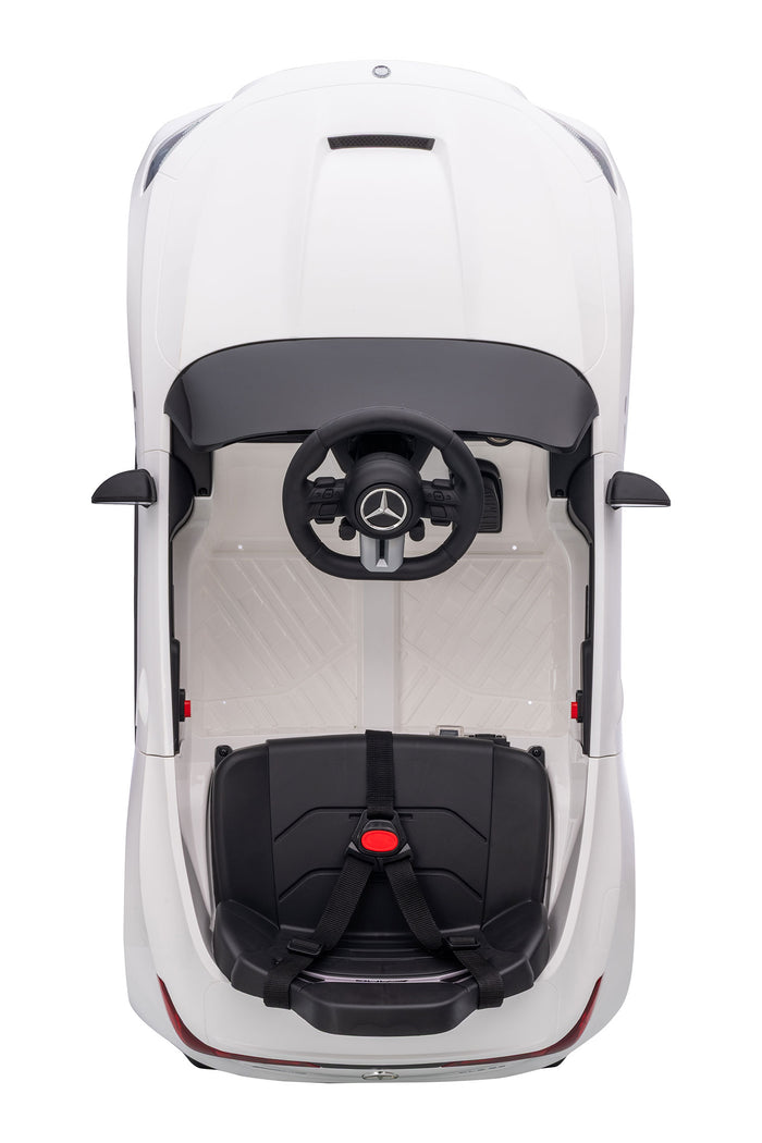 Macchina Elettrica per Bambini 12V Licenza Ufficiale Mercedes CLE53 Sedile in Pelle Bianco