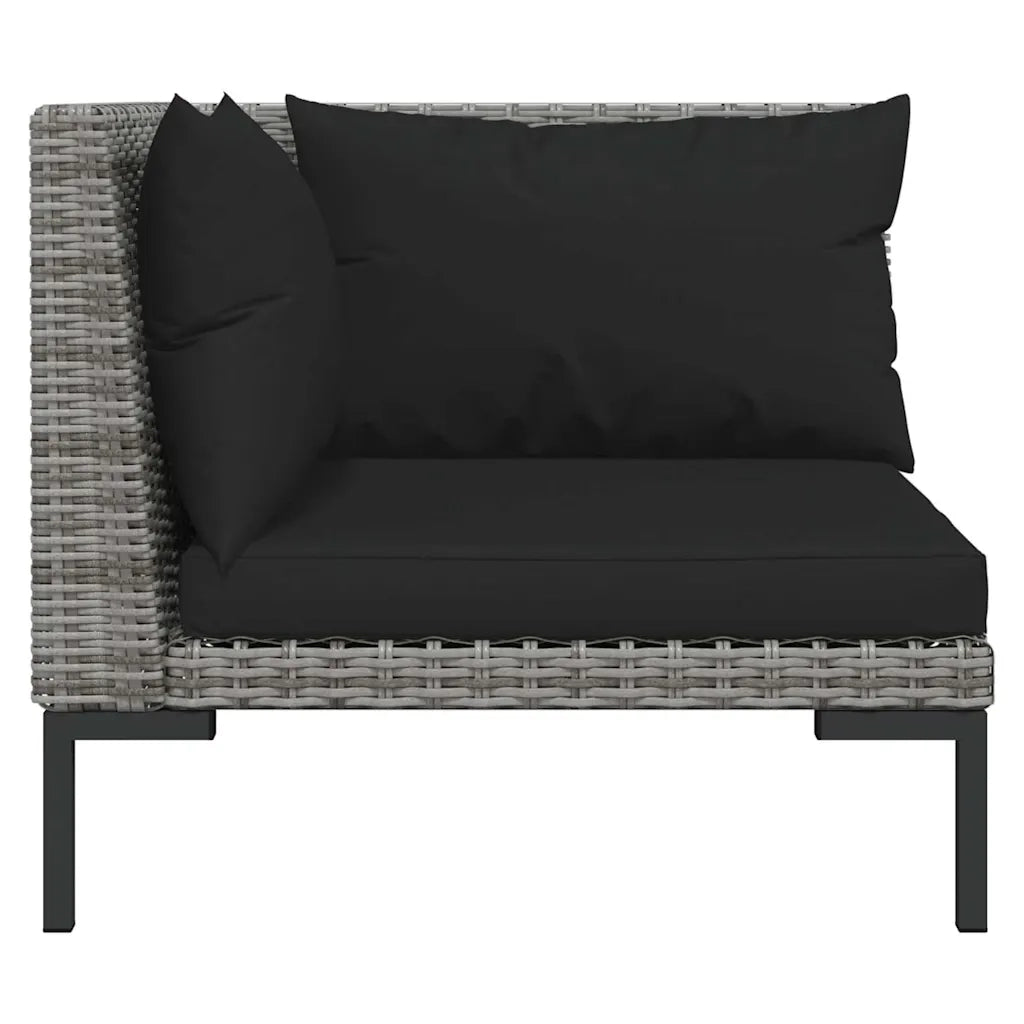 Salotto da Giardino-Set Divani da Giardino 3 pz Grigio Scuro Polyrattan Mezzo Tondo 560209