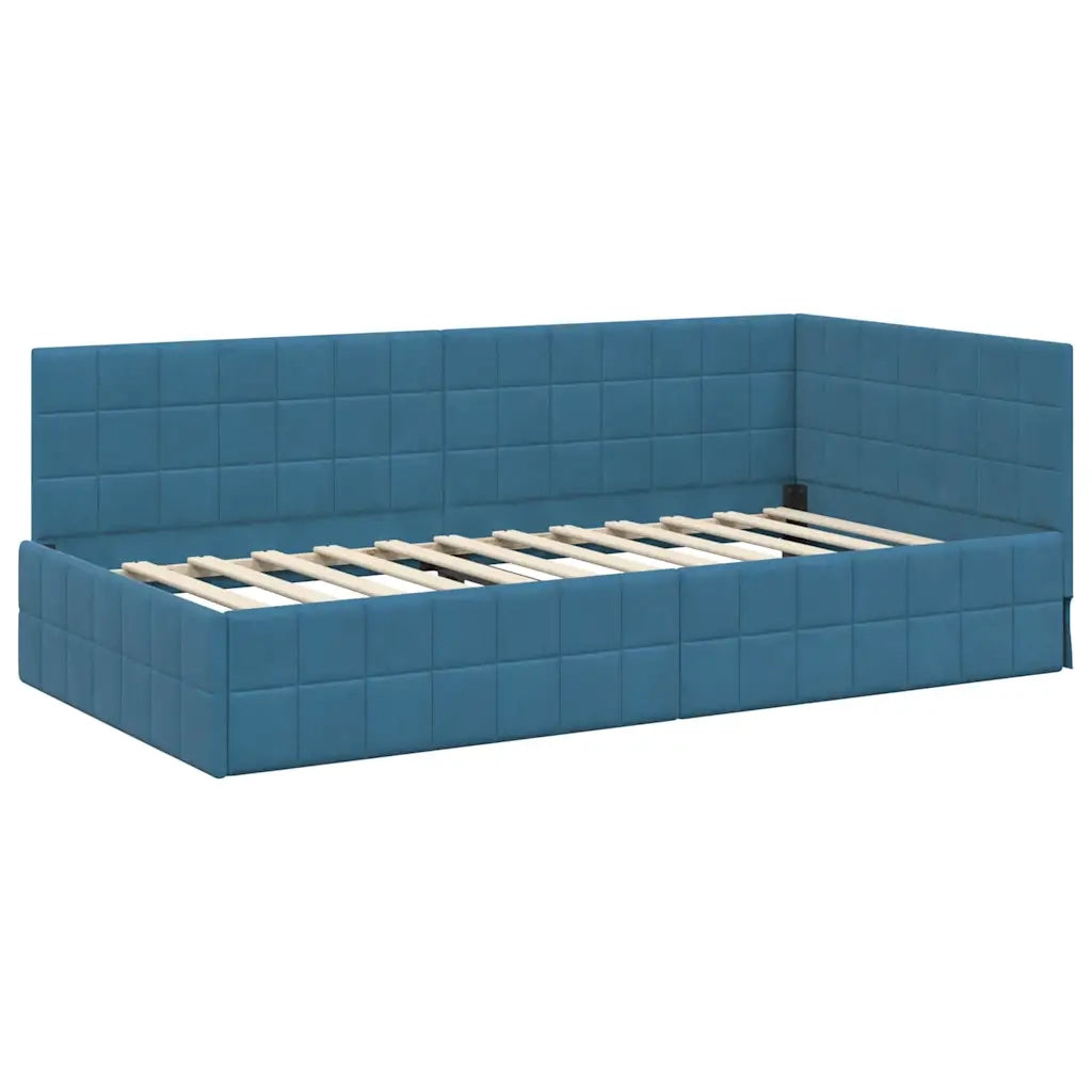 Struttura Letto Angolare con Materasso 2 pcs Blu Velluto