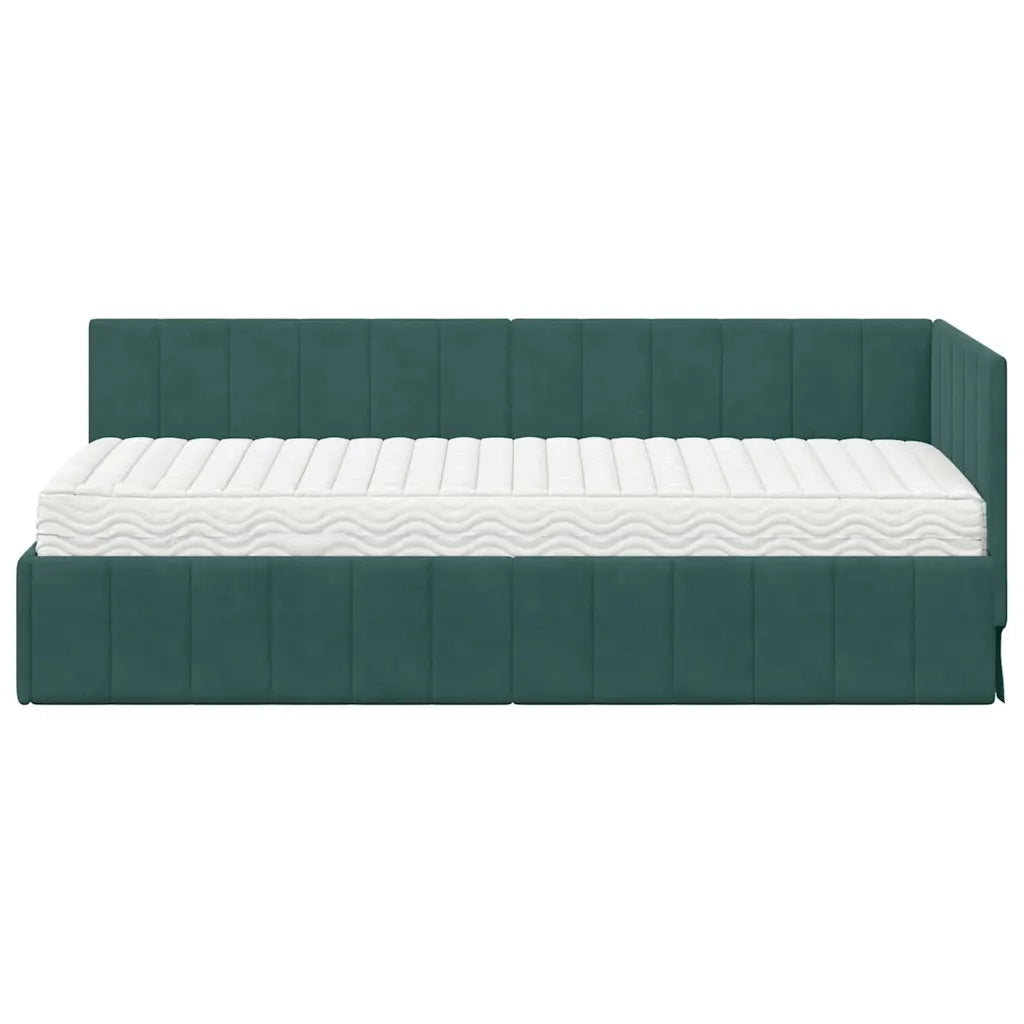 Struttura Letto Angolare con Materasso 2 pcs Verde Velluto 3393840