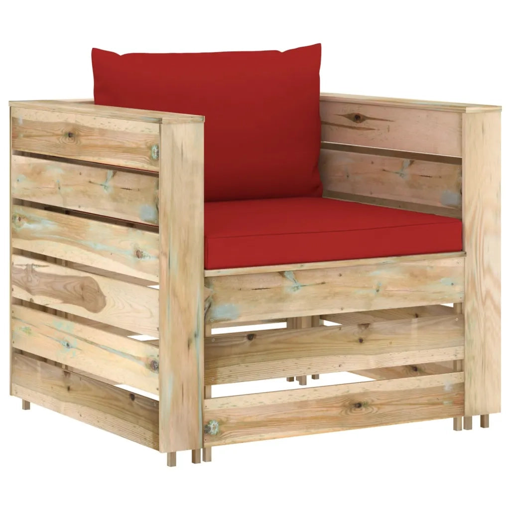 Set Salotto da Giardino 2 pz | Set di Mobili da Esterno con Cuscini Legno Impregnato Verde