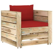 Set Salotto da Giardino 2 pz | Set di Mobili da Esterno con Cuscini Legno Impregnato Verde