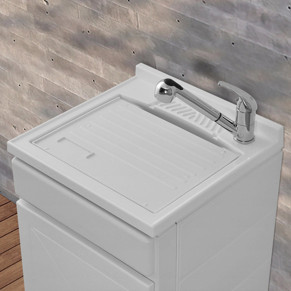 Mobile Lavatoio in Kit 50x50 cm con Vasca in Resina colore Bianco
