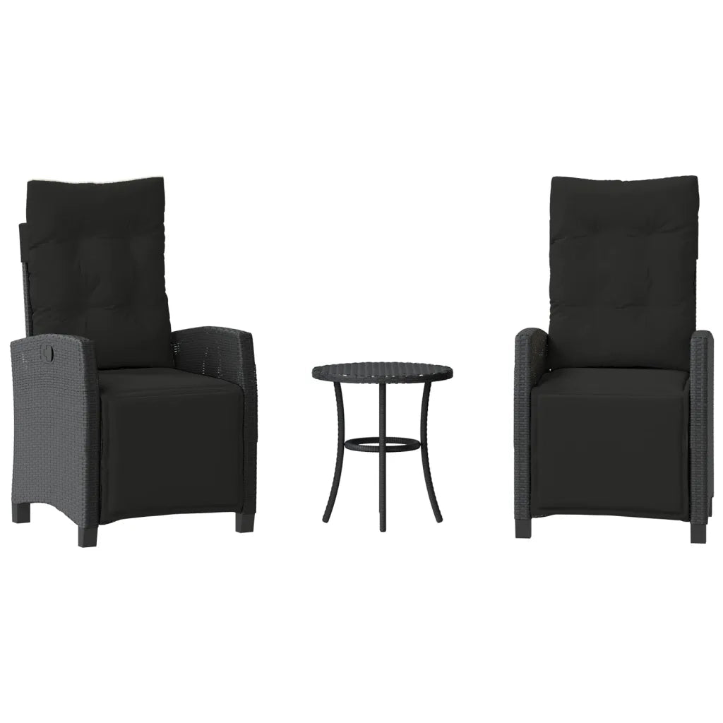Set da Bistr¨° 3 pz | Set Salotto da Giardino con Cuscini Nero in Polyrattan