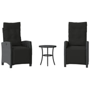 Set da Bistr¨° 3 pz | Set Salotto da Giardino con Cuscini Nero in Polyrattan