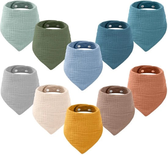 Set di 10 pezzi di asciugamani per bambino in tessuto di mussolina di cotone, 6 strati, super assorbenti, per bambini e bambine