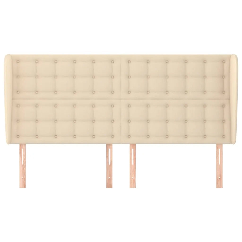 Testiera | Testata ad Orecchio Crema 163x23x118/128 cm in Tessuto