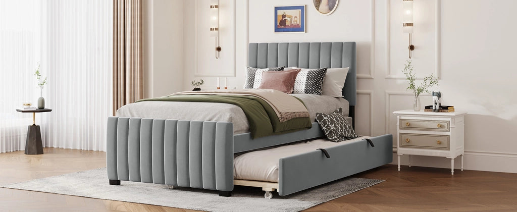 letto imbottito velluto grigio 90 x 190 cm