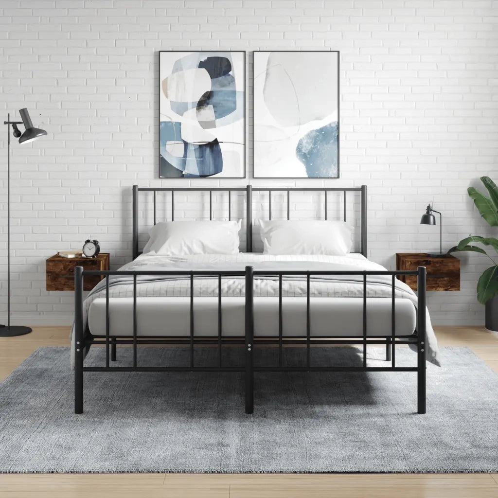 Set di 2 Comodini | Armadio da Notte | Mobiletto da notte a Muro Rovere Fumo 35x35x20 cm