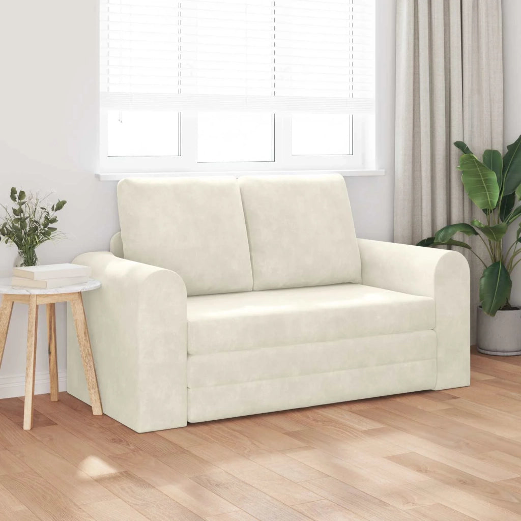 Divano letto | Sof¨¤ letto | Letto singolo Crema 148 x 71 x 83 cm Velluto
