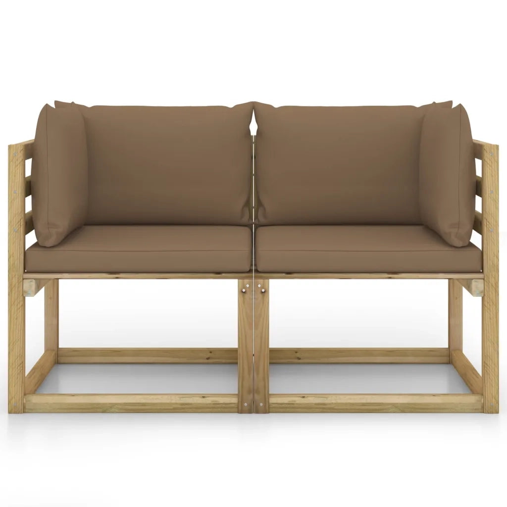 Divani Angolari da Giardino & Cuscini 2pz Pino Impregnato Verde 3065174