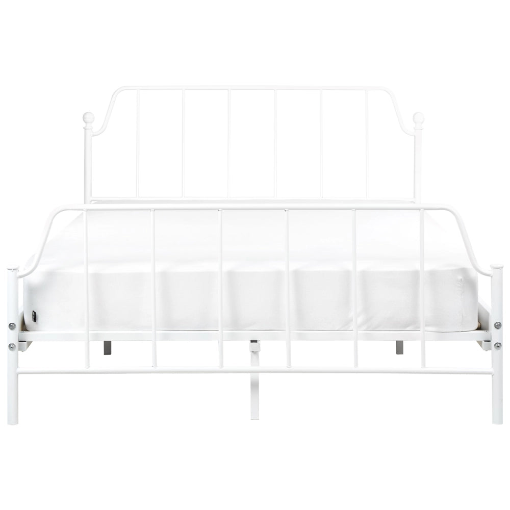 Letto matrimoniale con rete a doghe in legno di pioppo e struttura metallo bianco 140 x 200 cm Camera da letto minimalista industriale