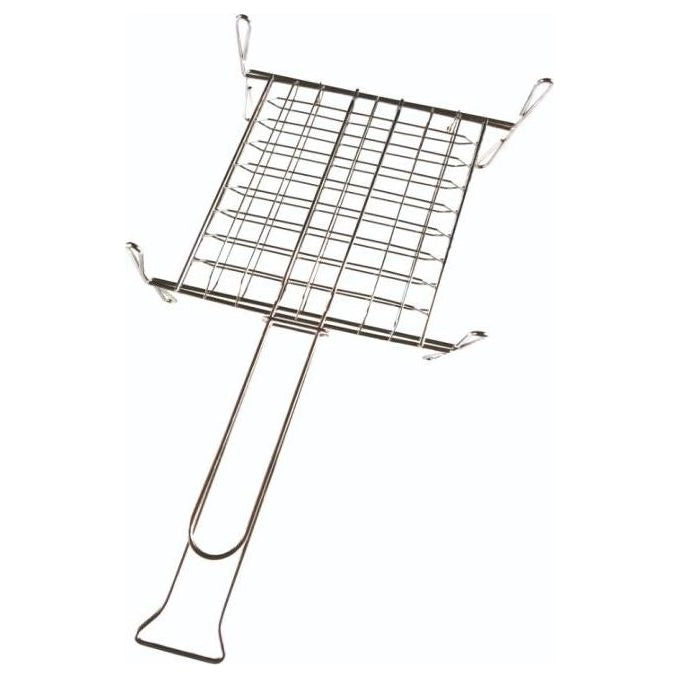Sandrigarden 7912010 Graticola Doppia per Barbecue con Piedini Acciaio Cromato Modello Piccolo 22x27 cm