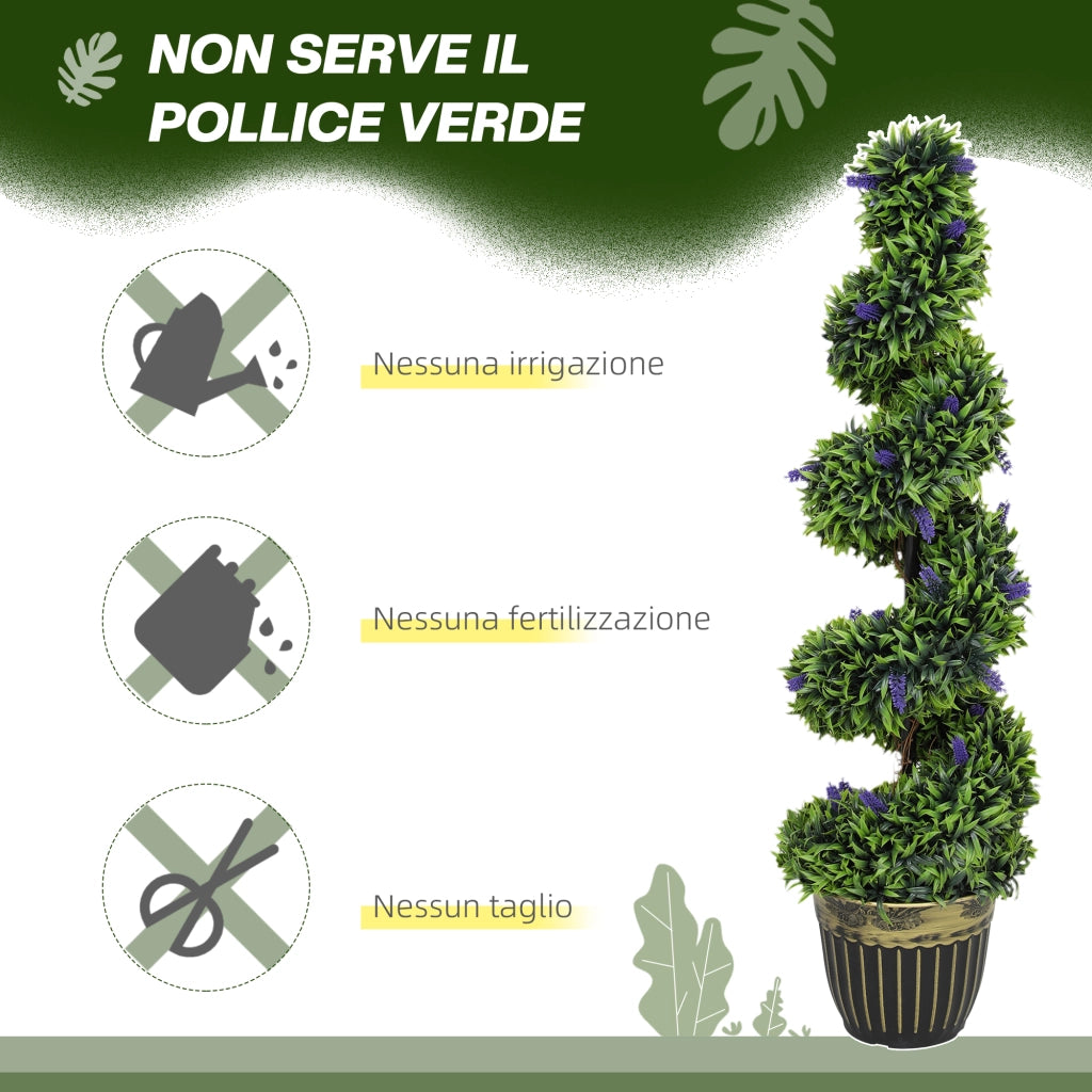 Set 2 Piante Finte Bosso e Lavanda 115cm ¨C zephmum ¨C Verde Blu