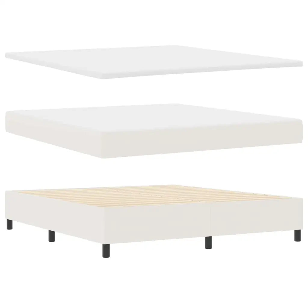Letto a molle Crema e Bianco 180 x 200 cm Tessuto in Cords 3337525