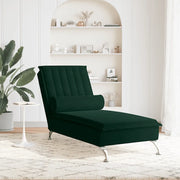 Chaise Longue Massaggi con Capezzale Verde Scuro in Velluto 379461