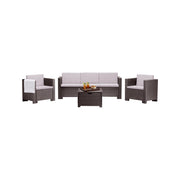 Set salotto da esterno Cameri, Salottino outdoor, Set da balcone o giardino, Composizione soggiorno per esterni, Made in Italy, Marrone