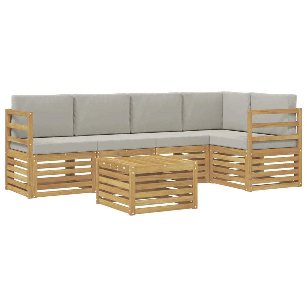 Set di divani da esterno 6 pcs Bianco e Grigio Chiaro