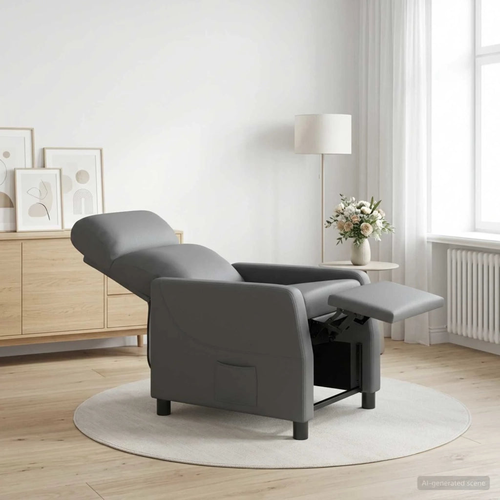 Divano Sedia-Poltrona reclinabile Grigio Similpelle 915019