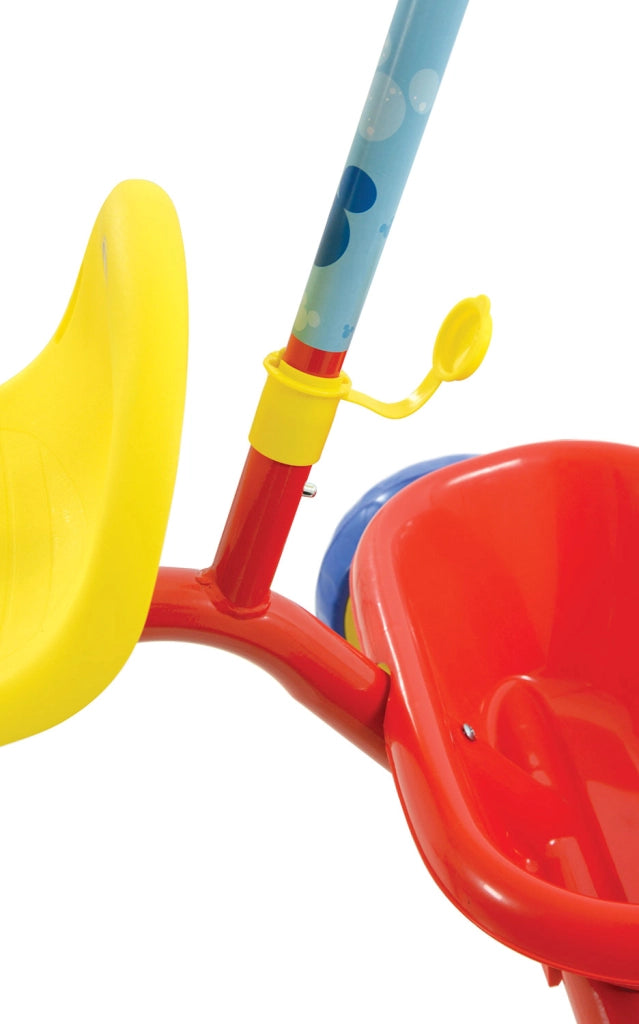 Triciclo a Pedali Primi Passi per Bambini con Maniglione Genitoriale Rimovibile e Vano Contenitore Disney Mickey Mouse