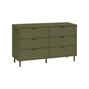 Cassettiera decorativa in legno e metallo, 6 cassetti, verde kaki