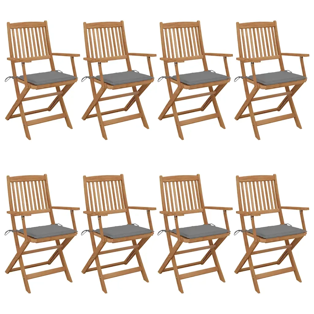 Sedie da Giardino Pieghevoli 8 pz con Cuscini Massello Acacia cod mxl 8477