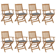 Sedie da Giardino Pieghevoli 8 pz con Cuscini Massello Acacia cod mxl 8477