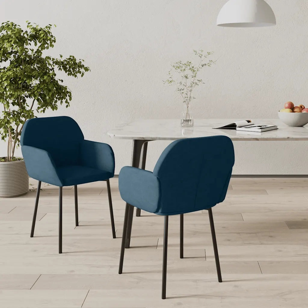 Sedie da Pranzo 2 pz Blu in Velluto