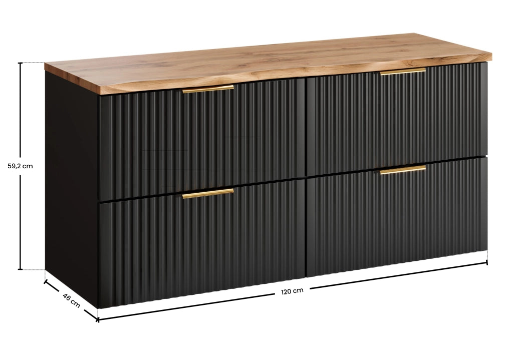 Set mobili bagno 120 cm con piano Adel Black 120 x 1401 x 46 cm