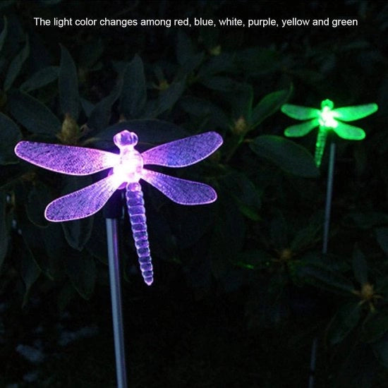 Due Pezzi di Illuminazione Esterna a Energia Solare Dragonfly Colore della Finestra Cambiante LED per Illuminazione del Giardino - Lampione Esterno per Giardino con Energia Solare .