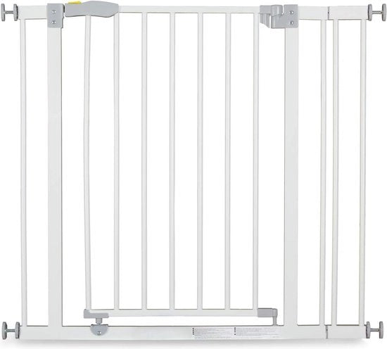 Serratura a schermo aperto, barriera di sicurezza pieghevole con estensione di 9 cm, 84-89 cm, estensibile con estensioni separate, adatta per Y-spindel per pali rotondi, cancello metallico per bambini - bianco