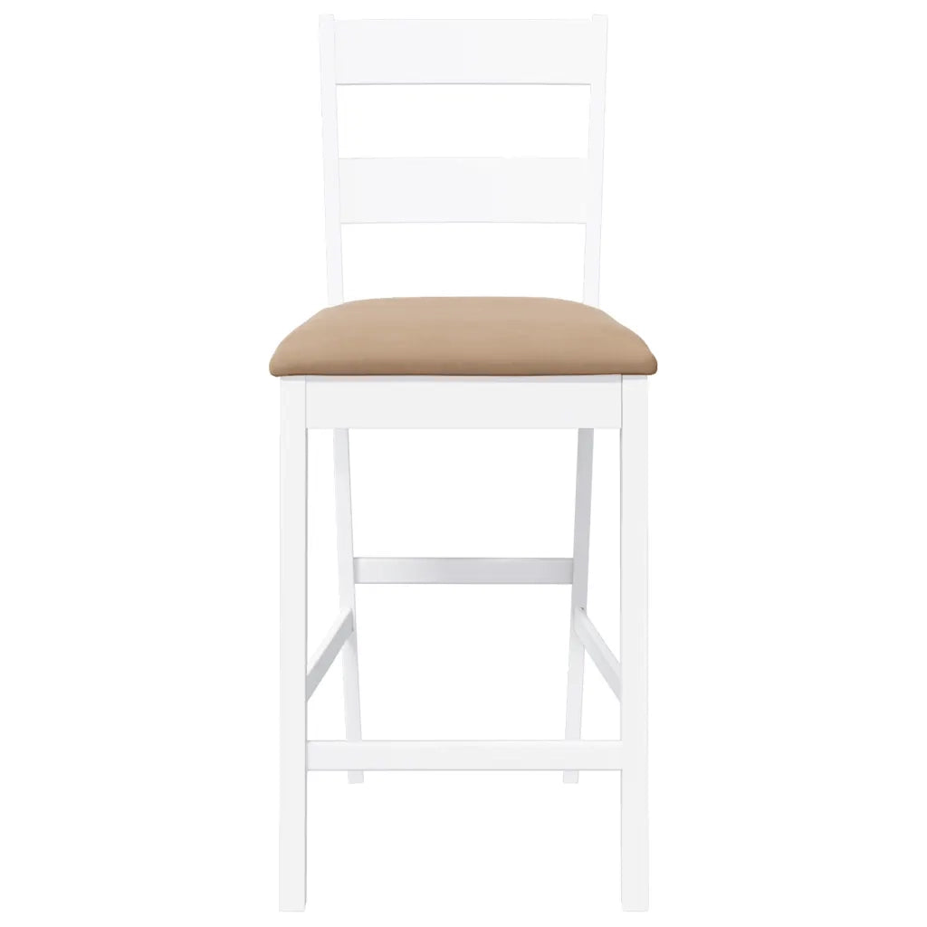 Sgabelli da Bar con Cuscini 2 pz Bianco Legno Massello di Hevea 4102562